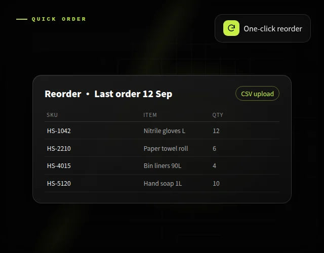 Quick order & bulk reorder