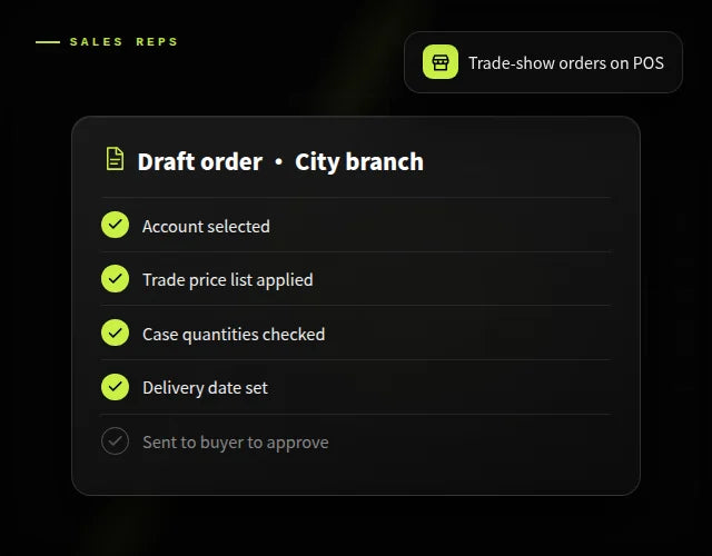 Sales rep ordering & draft orders