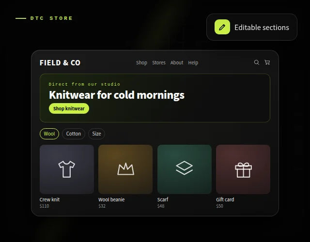 DTC Shopify store design & build