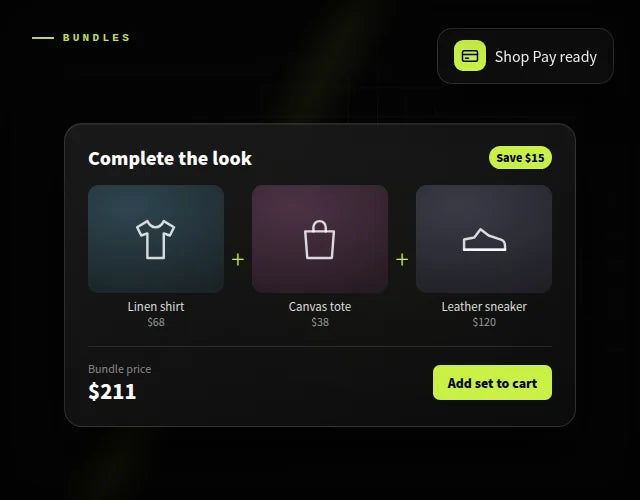 Bundles, checkout & product data