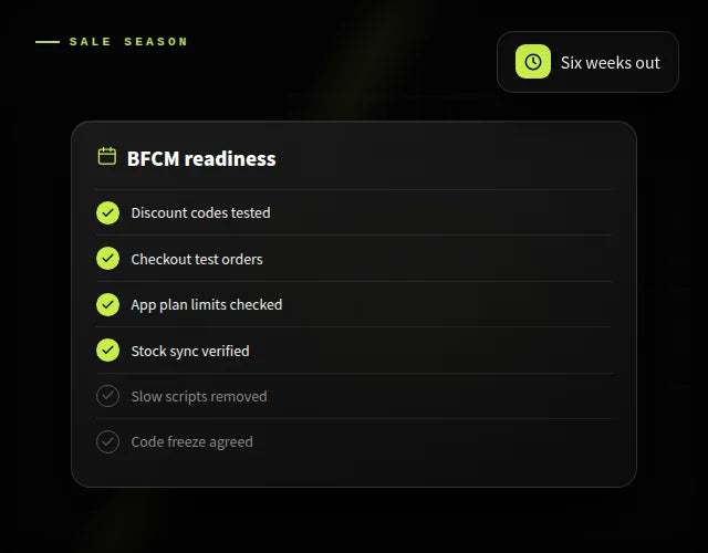 Sale-season readiness
