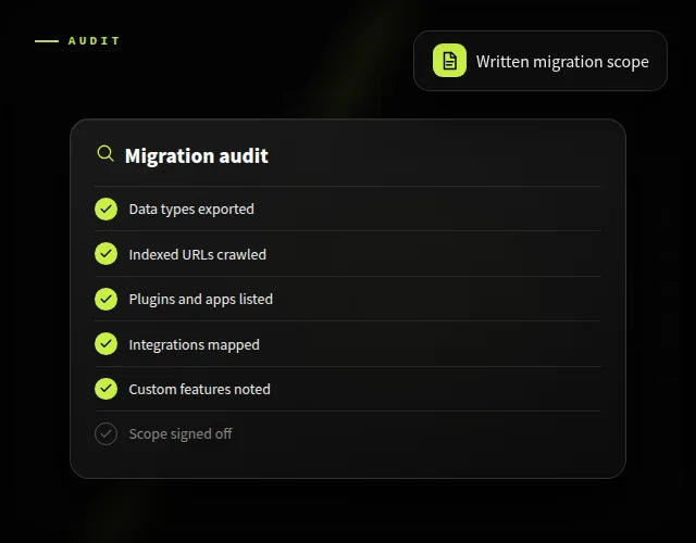 Migration audit & plan